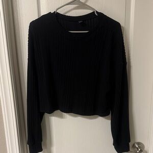 SHEIN Black Ribbed Knit Top